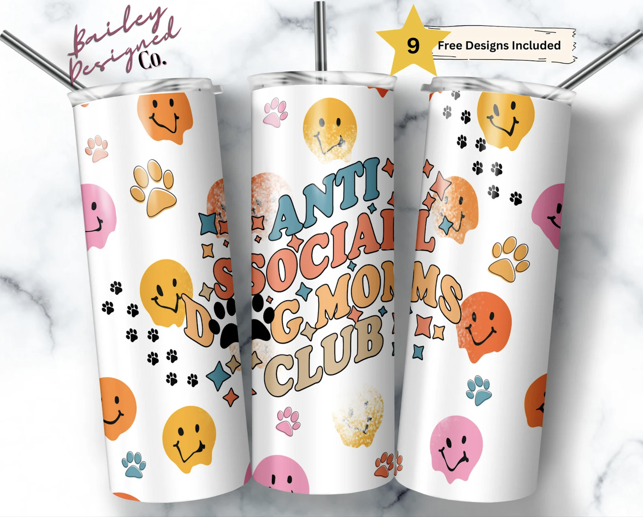 Smiley tumbler wrap designs